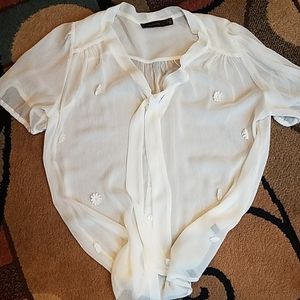 Sheer tie neck blouse